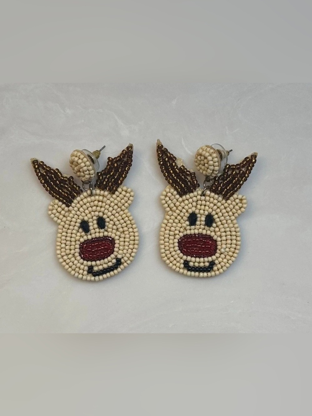 Reindeer Beaded Earrings: Handmade Statement Jewelry